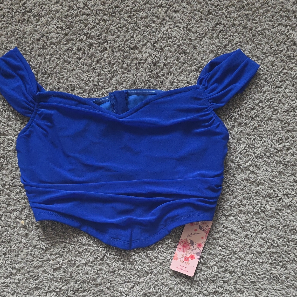 SHEIN Royal Blue Off-Shoulder Crop Top